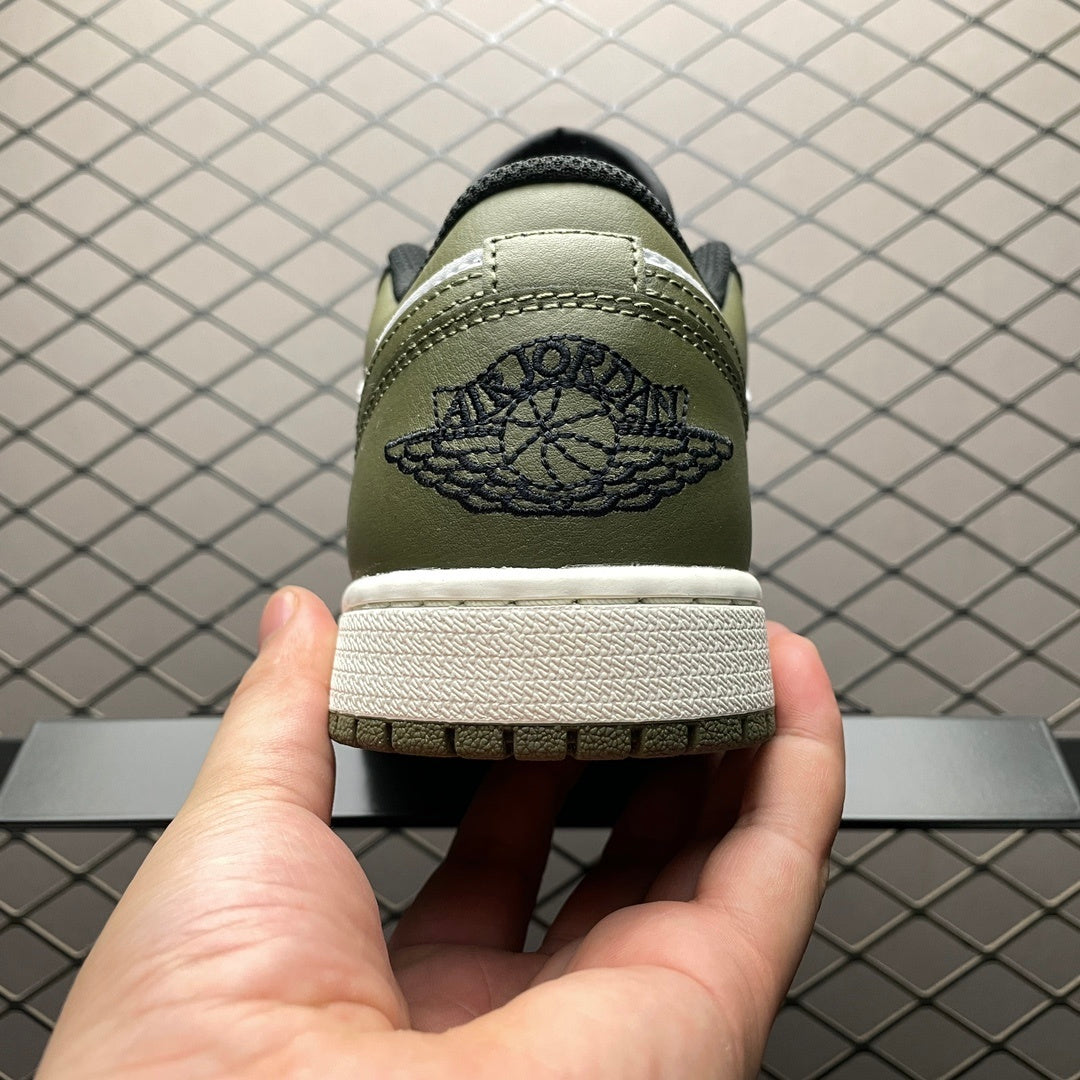 Air Jordan 1 Low "Black / Medium Olive / White"